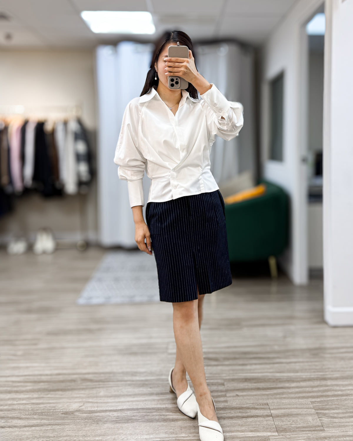 NK420 直間條西裝半裙