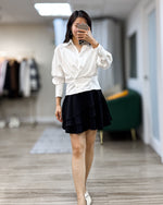 NK419 褶疊修腰襯衫