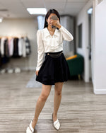 NK425 荷葉領帶短襯衫