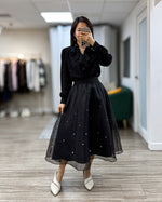 NK418 玫瑰皺褶領襯衫