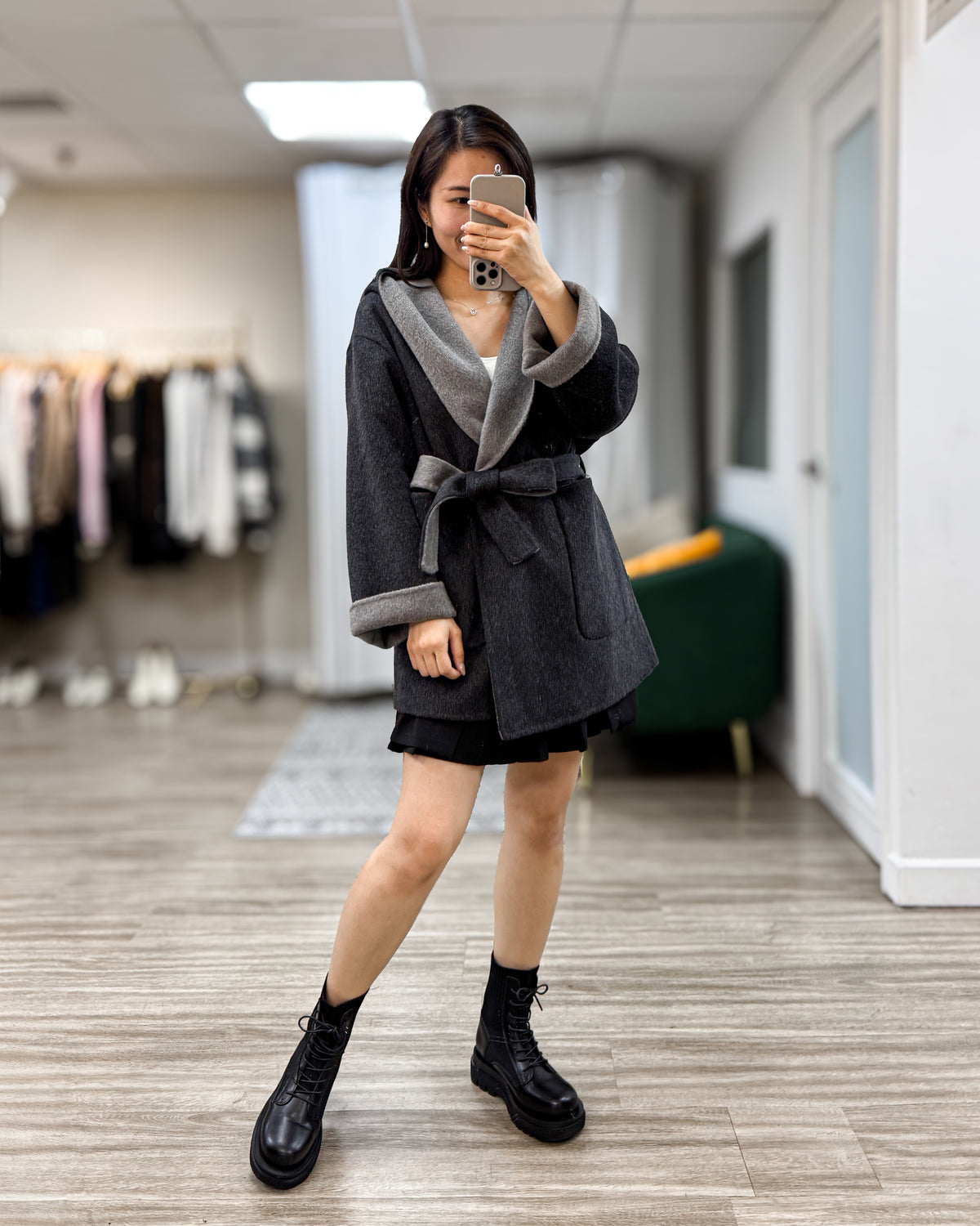 NK442 雙色羊絨外套