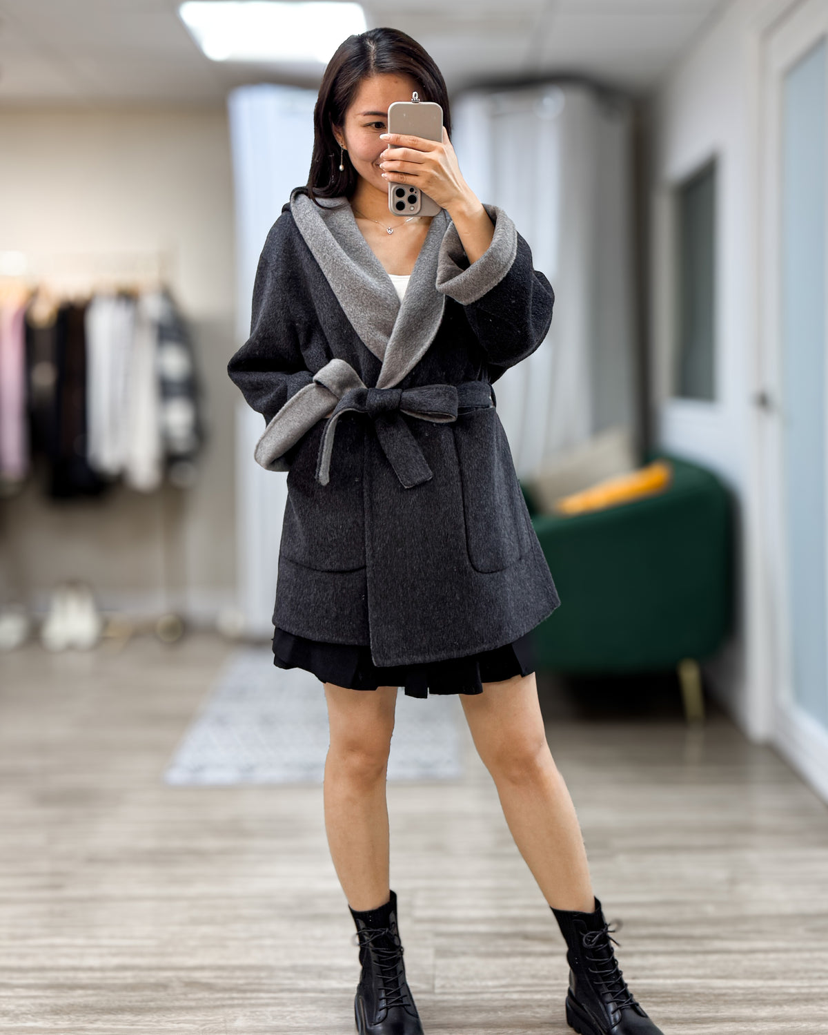 NK442 雙色羊絨外套