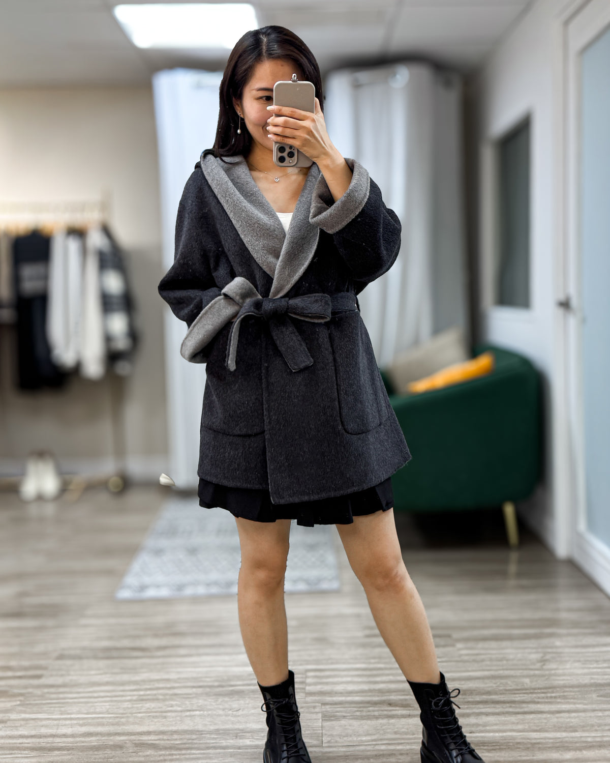 NK442 雙色羊絨外套