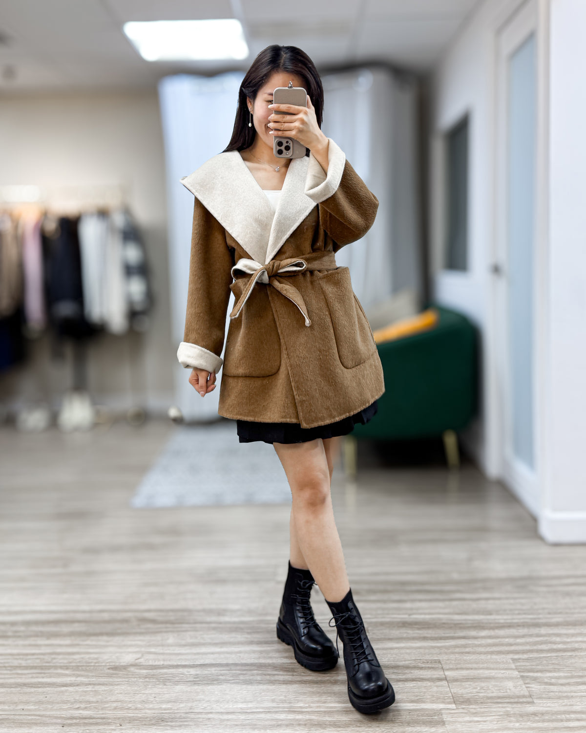 NK442 雙色羊絨外套