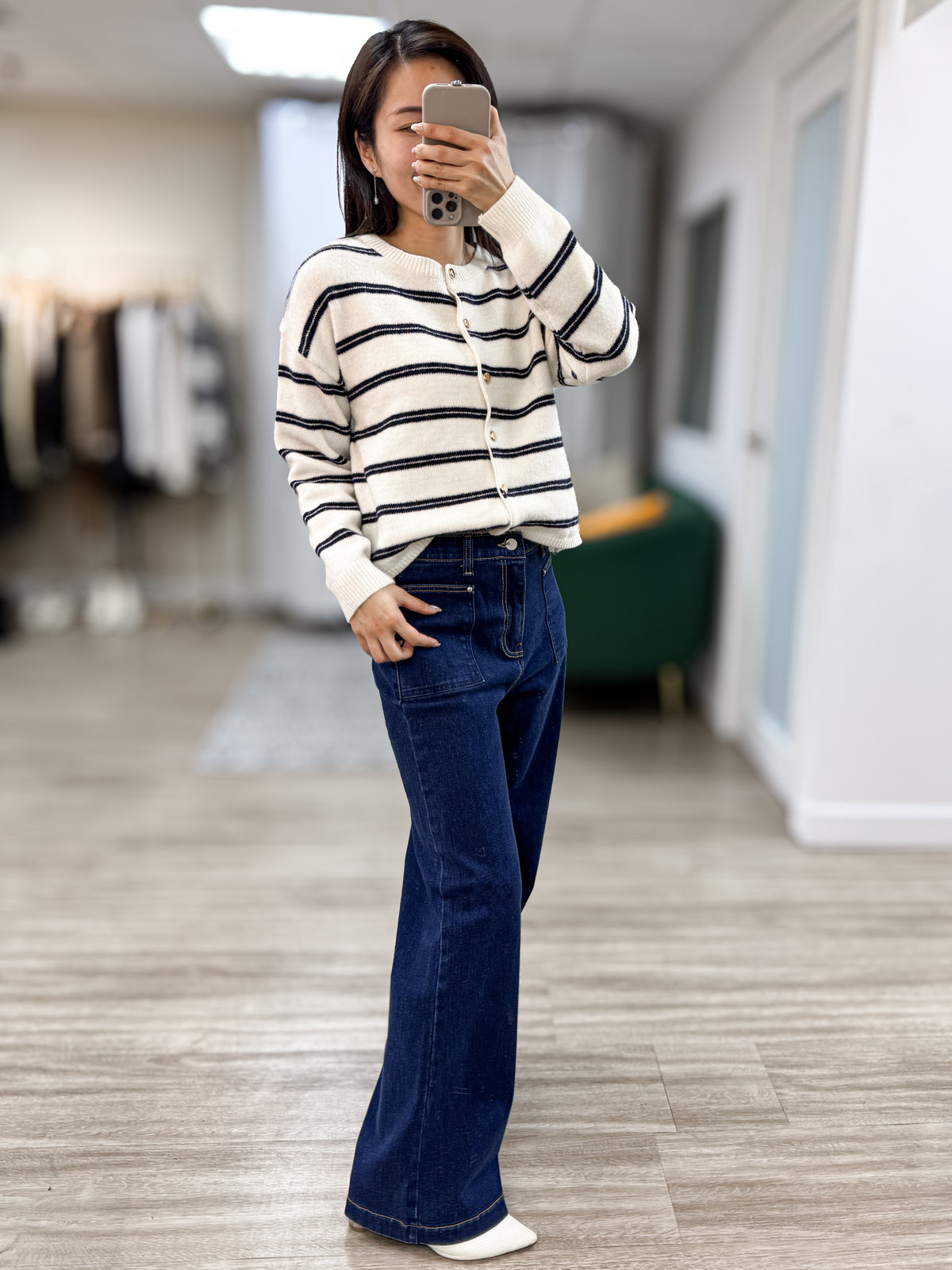 NK363 條子毛衣開襟外套