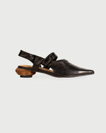 NH629 LEATHER LAB Cleo・Pointed Crepe Draped Marble Heel Slingback