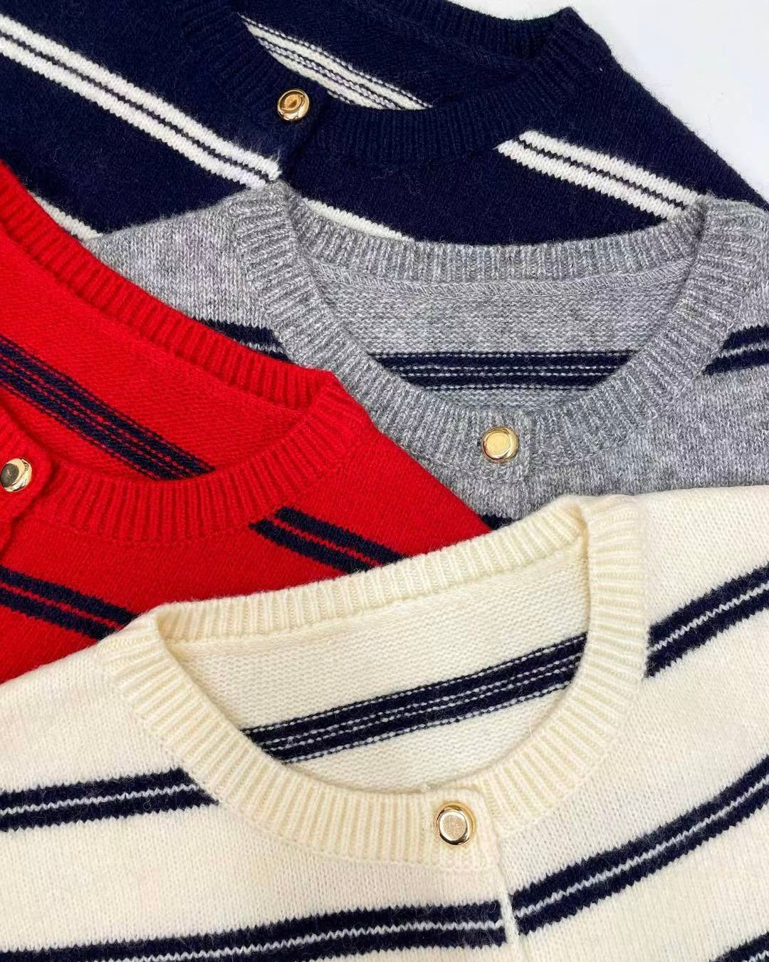 NK363 條子毛衣開襟外套