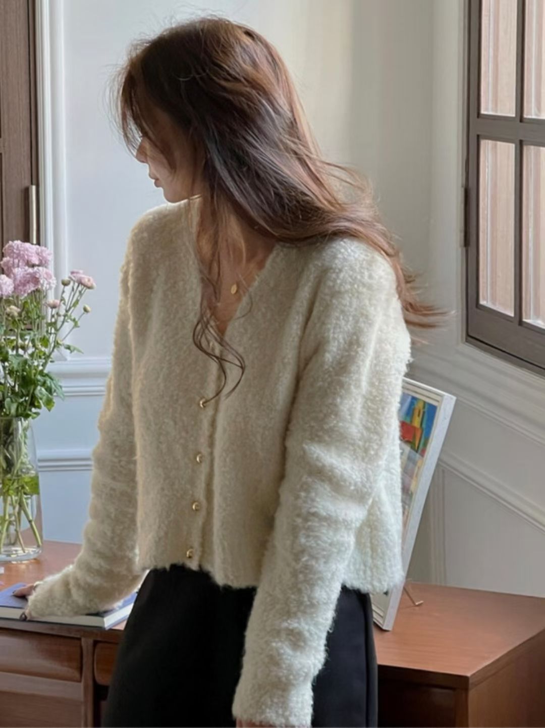 NK449 毛粒絨針織外套