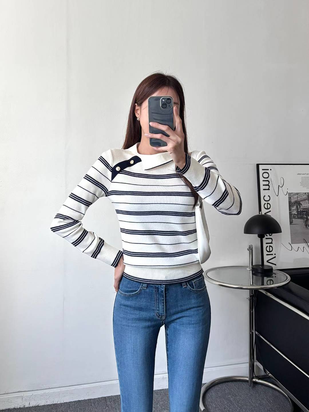 NK448 條子側領口上衣