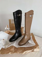 NK374 麂皮金屬扣騎士靴