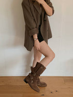 NK406 皮帶扣圓頭騎士靴