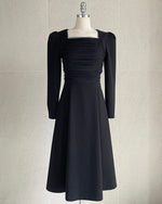 NK446 方領拼紗連身裙