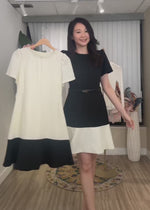 NK546 撞色收腰連衣裙(連腰帶)