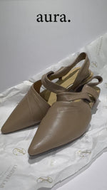 NH629 LEATHER LAB Cleo・Pointed Crepe Draped Marble Heel Slingback