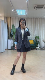 NK312 反袖拼色西裝中褸