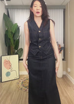 NK554 牛仔背心長裙套裝