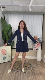 NK588 中袖修身西裝短褲套裝