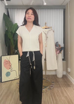 NK553 特色絲巾腰帶闊褲