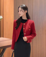 NK301 短款圓領粗呢夾克