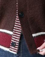 NK275 羊毛混紡拼色針織外套