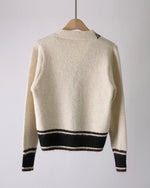 NK275 羊毛混紡拼色針織外套